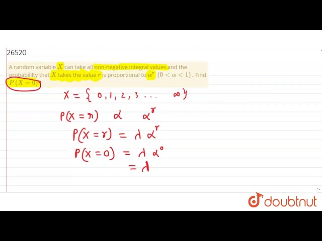 "A random variable `X` can take all non-negative integral values and the probabililty that `X`