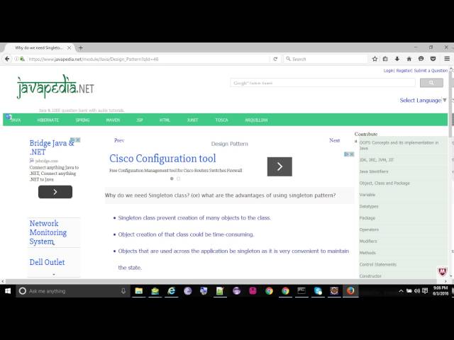 What are the advantages of using singleton pattern? - javapedia.net