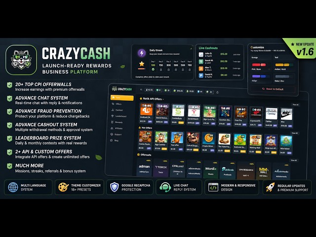 CrazyCash 1.6  - The Biggest GPT Platform Update Ever