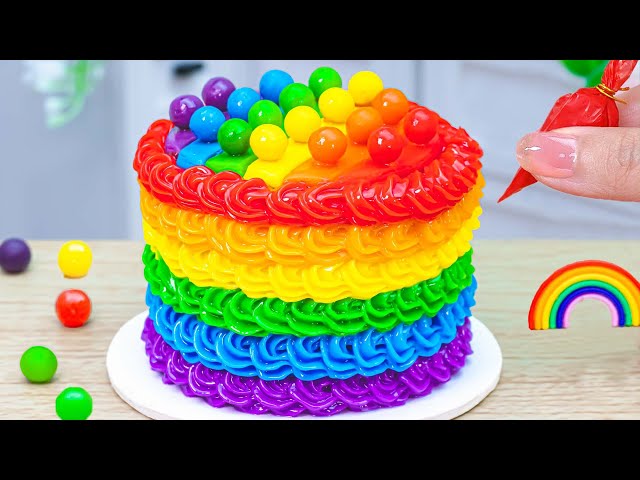 Mini Rainbow Cake Recipe With Chocolate 🌈Amazing Rainbow Chocolate Cake🌈HT Mini Cakes