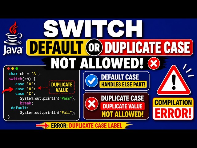 Java Switch Default Case & Duplicate Case value  | CE :Duplicate case label | Interview Question
