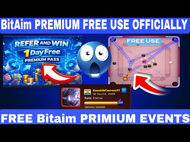 Free Primium Events By bitAim official | Carrom Pool | KaushikCarromYT | b!tA!m Primium Gameplay 