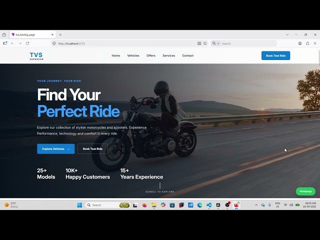 🏍️ TVS SHOWROOM WEBSITE USING REACT JS | FRONTEND PROJECT | Full React JS Project
