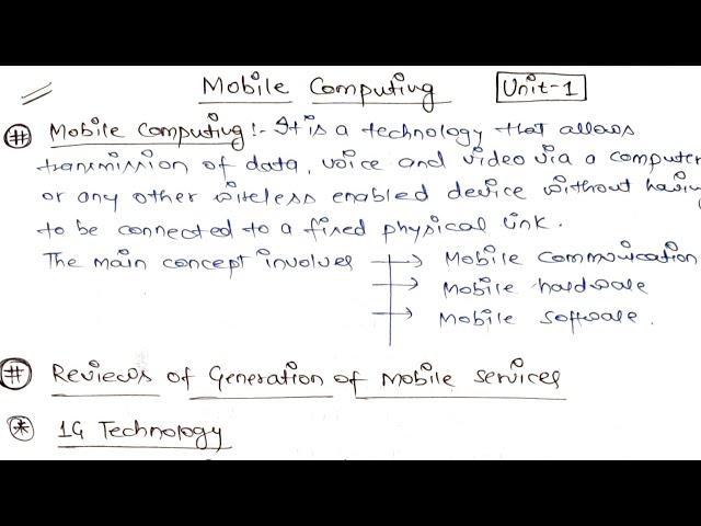 Mobile Computing | Unit 1 (Revise)