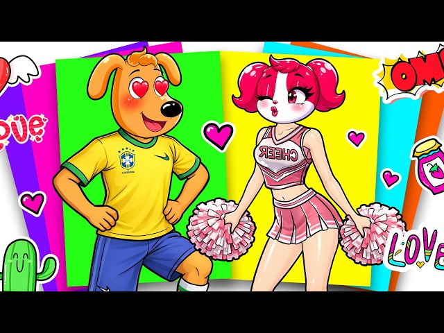 🩷 Cheerleader STOLE Labrador's HEART! PAPILLON Sticker Book #paperdiy #asmr #sherifflabrador