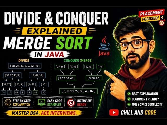 Merge Sort in Java Explained in 10 Minutes 🔥 | Divide & Conquer Made Easy