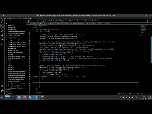querySelectorAll, EnBloc, setTimeout, innerHTML, indexOf mit JavaScript programmieren für Anfänger