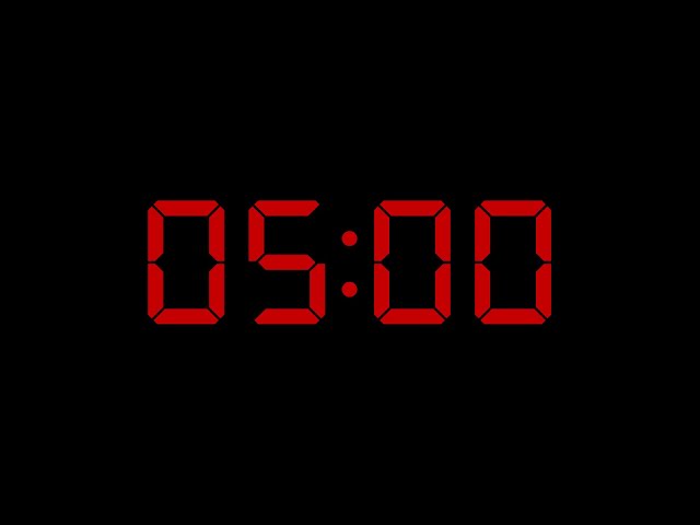 5 Minute Ticking Countdown Timer With Alarm. Digital LED Style.