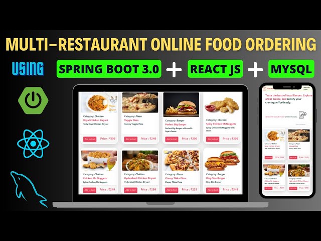 Multi Restaurant Online Food Ordering System Project using Spring Boot, React JS, MySQL