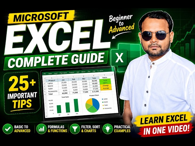 Excel सीखें 1 वीडियो में | Microsoft Excel Complete Tutorial for Beginners in Hindi