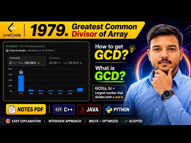 LeetCode 1979 | Find Greatest Common Divisor of Array | Java Solution | Easy GCD Explained