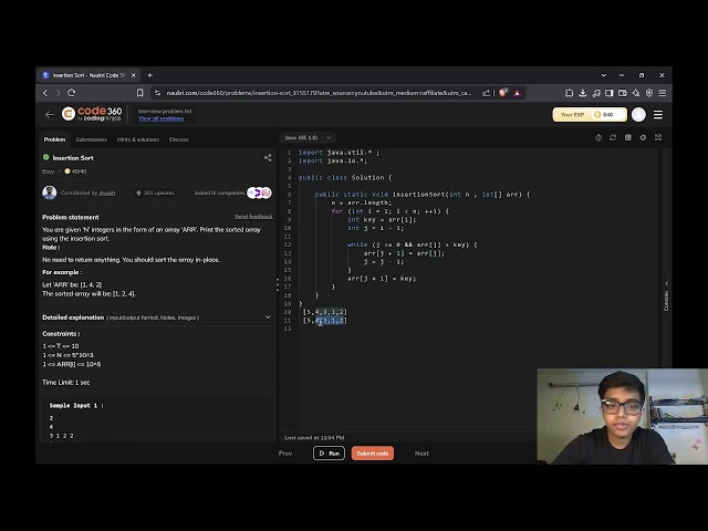 Day 12, Java, Insertion Sort