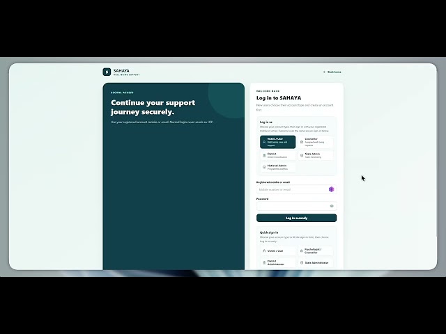 SAHAYA | AI Mental Health Support for Victims | SIH 2026 (PS ID: SIH26094) | Team CodeYappers