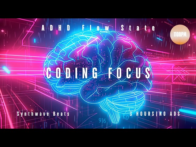 ADHD Coding Music   110 BPM Synthwave Beats for Programming & Deep Focus vol