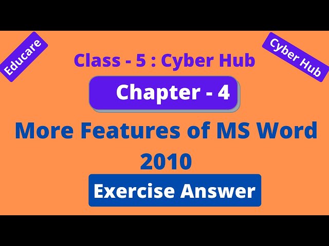 Class 5 Computer Chapter 4 Exercise Solution | Class 5 Computer Chapter 4 Question Answer | Educare