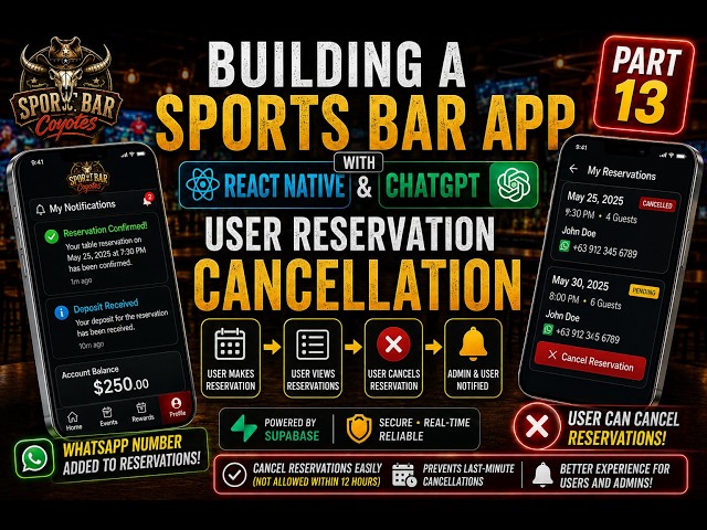 Building a Sports Bar App with React Native & ChatGPT  Part 13 User Cancellation