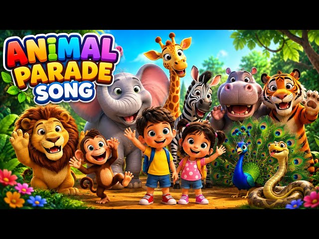 Wild Animals Parade Song 🦁🐯🐘 | Learn Wild Animals & Animal Sounds | Kids Songs & Nursery Rhymes