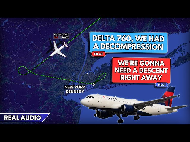 Depressurization at 36,000 feet. Emergency descent and diversion to New York JFK Airport. Real ATC