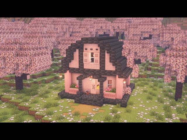 [Minecraft] How to Build a Small Cherry Blossom and Deepslate House / Tutorial