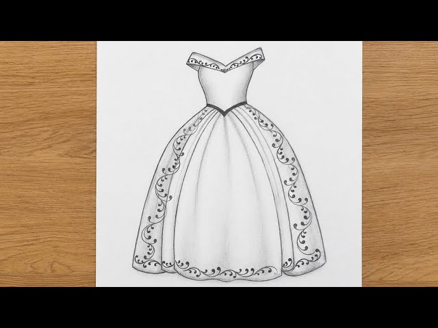 How to draw a beautiful girl dress drawing 