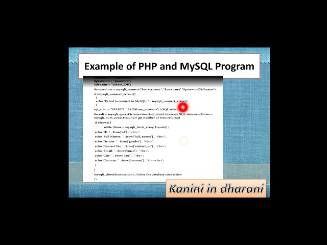 Example of PHP and MySQL Program | TN 12th CA Chapter 9