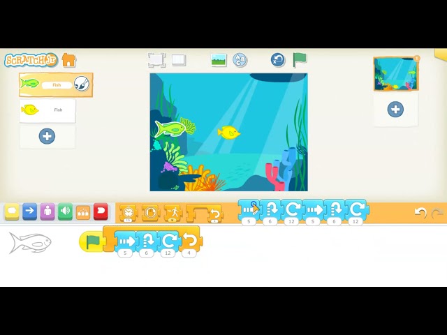 Coding an ABC Pattern in ScratchJr with a Repeat