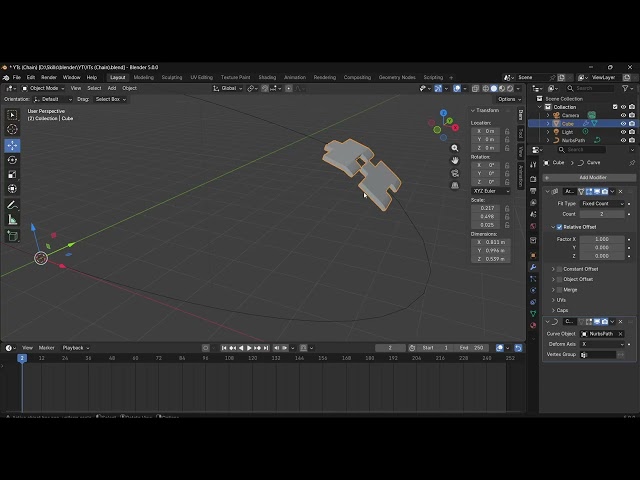 Animate an Object along the curve using array modifier in blender.