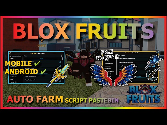 BLOX FRUITS Script No Key AUTO FARM, SEA EVENT, MASTERY, MIRAGE, SPAWN FRUIT, EZ RAID, INSTANT KILL