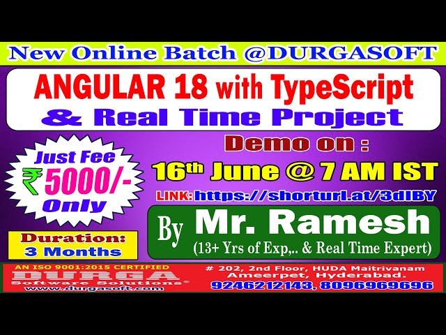 ANGULAR 18 with TypeScript Online Training @ DURGASOFT