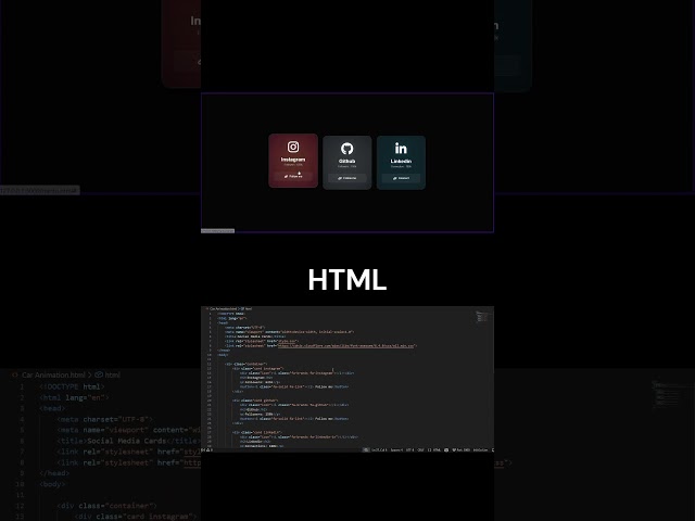 Animated Modern Gradient Social Cards Using HTML CSS & JS 🎨