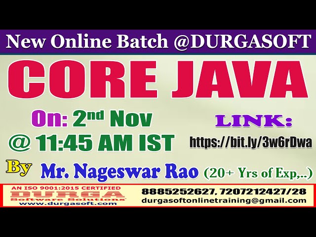 CORE JAVA Online Training @ DURGASOFT