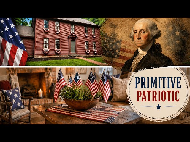 Stunning Colonial Home Tour! 4th of July Decor inspiration! Antiques, Primitives, Farmhouse,