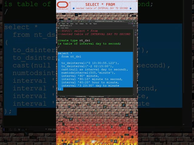 select from nested table of INTERVAL DAY TO SECOND