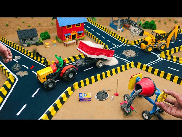 DIY Mini Tractor & JCB Making a Concrete Road | Construction Science Project | Cement mixer