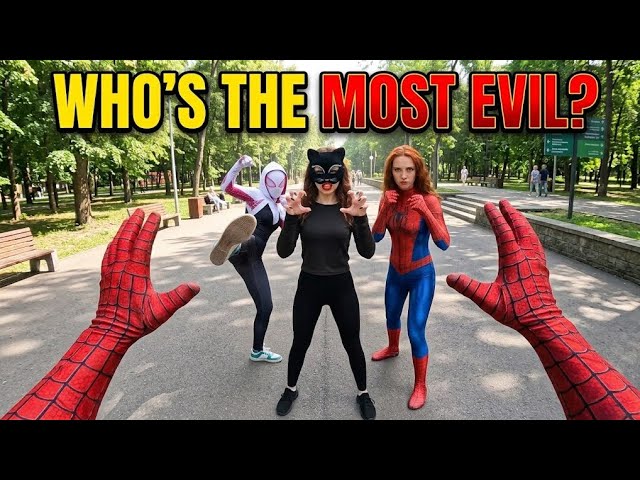 WHO IS THE ANGRIEST? SPIDER-GIRL VS SPIDER-GWEN VS CATWOMAN! (Parkour POV) @ilaizers