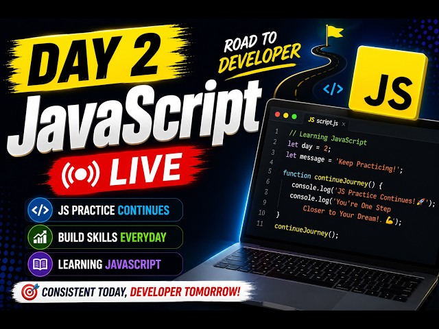 Day 2: JavaScript Practice LIVE | My Journey to Become a Job-Ready Web Developer | Visio Virex