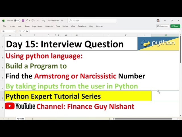 Day 15: Interview Question | Armstrong or Narcissistic Number in Python | Finance Guy Nishant