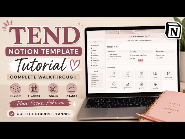 Tend Notion Student Planner Tutorial | Complete College Template Walkthrough