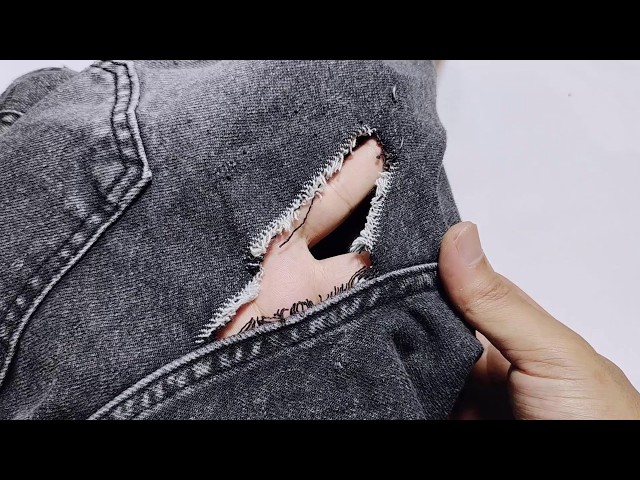 A perfect and invisible solution to repair holes in jeans between the legs yourself, simply