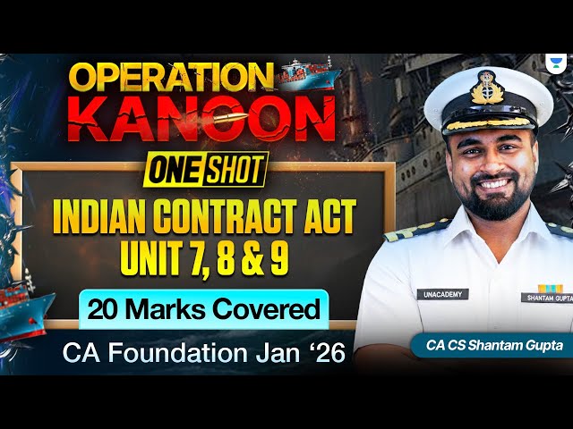 Indian Contract Act - Unit 7/8/9 | Business Laws CA Foundation Jan'26 | CA Shantam Gupta