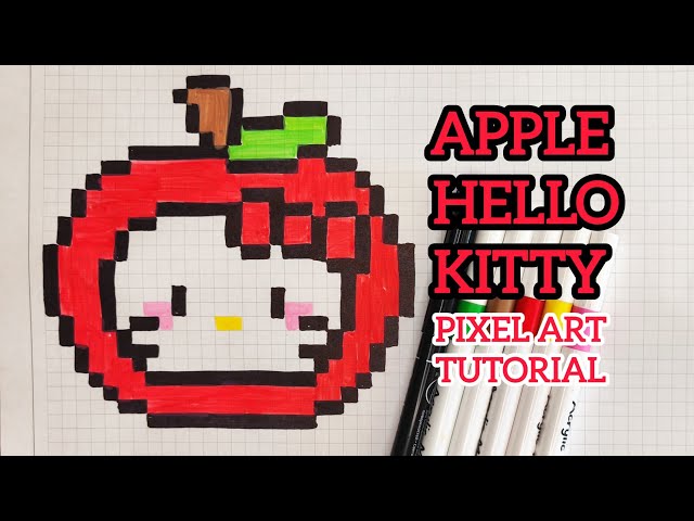 Hello Kitty Яблуко 🍎 | Піксель-арт маркерами | Hello Kitty Apple | Pixel Art | Step-by-Step Tutorial