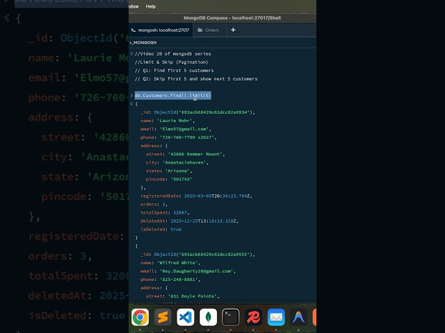 Limit and skip in mongodb #mongodb #database #nosql #coding #backend