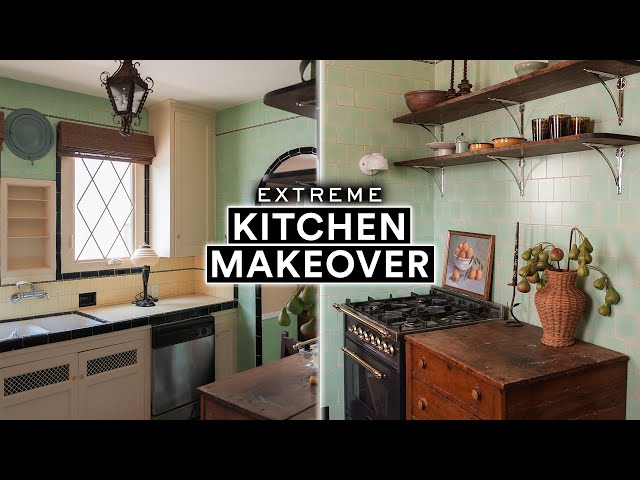 EXTREME 1920’s Kitchen Makeover 🔨 *DIY Bistro Shelves & New Appliances!* Ep 3