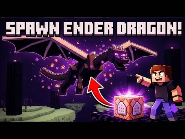How to Spawn the Ender Dragon with a Command Block in Minecraft Bedrock! 🐉