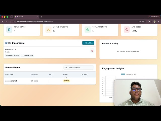 Online exam system | Java Full Stack application