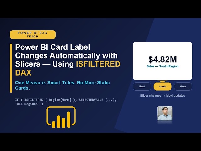 Power BI Card Label Changes Automatically with Slicers — Using ISFILTERED DAX