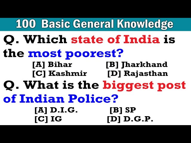 100 India Objective GK Questions Answers 2026 in English || India GK || India Quiz || Basic GK