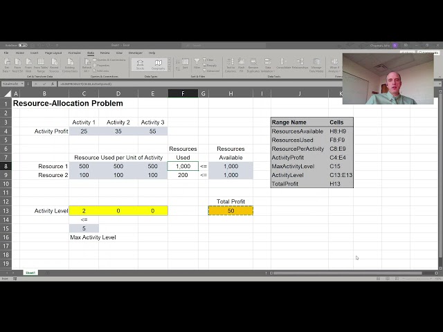 Building an Excel Spreadsheet Linear Programming Template File