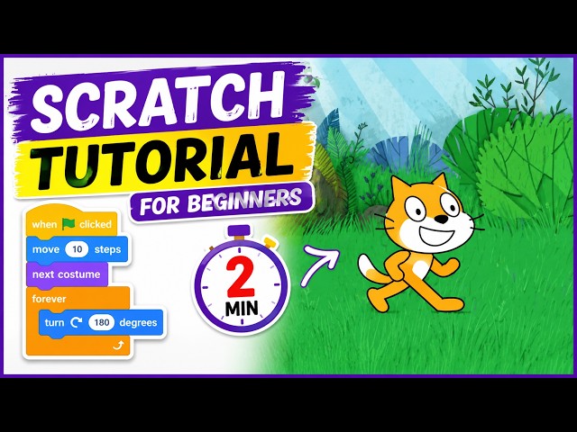 Scratch Tutorial for Beginners | Make the Scratch Cat Walk & Animate in 2 Minutes