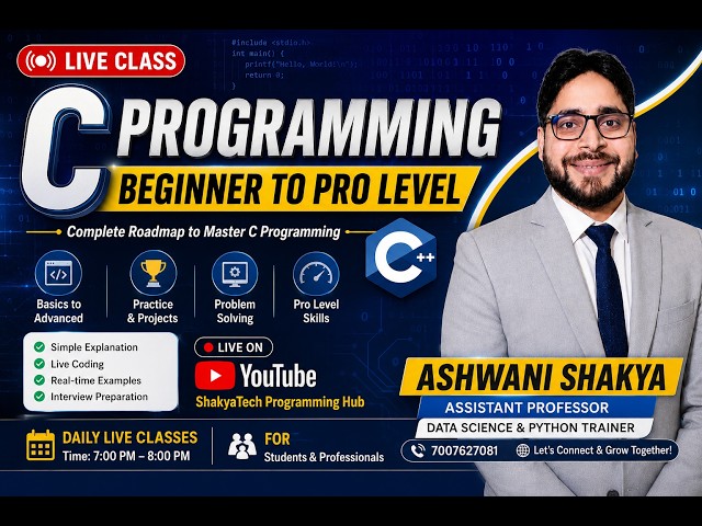 🚀 C Programming Complete Course | Beginner to Pro Level | Live Coding | Ashwani Sir |BCA, BTech, MCA